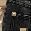 Jeans para mujeres Cosmicchic Black Black High Wist Gold Botones de oro Pantalones de tobillo Lenguas