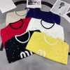 Summer Knit Top Designer T-shirt moda Diamond Pullover krótkoczestrowy T-shirty Kobiet Kobiety z literą na dzianinowy sweter