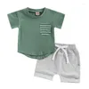 Комплекты одежды летняя одежда для маленьких мальчиков девочки 2pcs stripe print