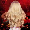 HAIRCUBE New Synthetic Wig Gold Split Long Curly Hair Womens Style Recommended Product wigs