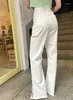 Damesjeans Witte split voor vrouwen 2024 Vintage High Tailleed Wide Leg broek Streetwear Zomer Koreaanse chic gescheurde moeder zachte denim