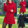 Casual jurken Lichtgewicht massieve kleurenjurk Stijlvolle dames Autumn Winter Mini met opgestapelde kraag lange mouw hoge taille voor heup