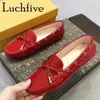 Casual Shoes 2024 Spring Genuine Leather Bow Knot Loafers Women Slip On Round Toe Flats Brand Walking Driving