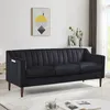 Chesterfield Sofa, Comfortable Upholstered Sofa, Velvet Fabric, Wooden Frame with Wooden Legs, Suitable for Living Room/Bedroom/Office, 3 Seat Sofa - Black
