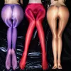 Openers Glossy Women's Sexy Sheer Open Crotch Pantyhose Shiny See Through Tights Women Stockings Black Dance DS Club Medias De Mujer