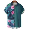 Chemises décontractées pour hommes Fleur d'été 3D Print Top Mens Summer Hawaii Beach Shirts Outdoor Party Mens Breathable Short Street Street Social Apparel 240424