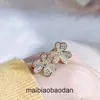 Designer Luxury Jewelry Earring Full Diamond Lucky Grass Three Leaf Petal Earrings 925 Pure Silver Plated 18K Gold Flower CNC Precision High Edition