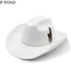 Szerokie brzegi czapki wiadra kapelusze nowe 9,5 cm szerokość brzegowa kowbojska kapelusz dla męskiego vintage fascynator Cowgirl Jazz Hat Cloche Caps Sombrero Hombre Y240425