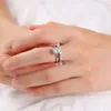Anel de moissanita de anéis de cluster para mulheres meio eternidade aliança de casamento original 925 prata esterlina 0,7ct d color vvs1 laboration diamante jóias finas