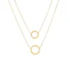 Colares pendentes 316l Geometria de aço inoxidável Chain de charme de anel circular duplo para mulheres do presente de joalheria de moda N967