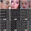 NKM1 Tattoo Transfert Karsyngirl 1 feuille Eye Corps Face Gemmes bijoux Stickers Self Adhesive Crystal Rainbow Makeup Diamonds Face Stick Gems 240426