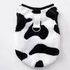 Dog Apparel Cow Pattern Cartoon Pet Vest Autumn Winter Warm Coral Fleece Clothes For Small Dogs Cats Cute Soft Sweatshirt Hoodie