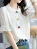 Blouses pour femmes Chemises de printemps d'été Lady Fashion Fashion Casual Short Sleeve Cold-Down Retro Retro Imprimés Blusas Tops G2766