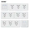 ドライブeiomr eu wall switches sockets flame detarant PCパネルUSB 5V 2.1A電話充電電源16A 220Vホワイトウォールアウトレット