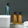 2024 3pcs/conjunto de shampoo recarregável Condicionador de lavagem corporal dispensador conjunto letras impressas dispensador de garrafas de sabão de banheiro- conjunto de dispensador para banheiro