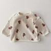 T-shirts Infant Cartoon Floral Baby Brief Hoodies Waffle Kids Boys Girls Base Blouse Sweatshirts H240426