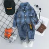 Kleidung Sets Baby Boys Frühling Kinder Plaid-Hemd Jeans 2 Stück Anzug Kleinkind Kind Casual Clothes Kinder Outfits 0-4 Jahre