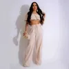 Women's Two Piece Pants Summer Fashion Solid Two Piece Set Women Casual Off Shoulder Top Wide Leg Pants Two Piece Set Women Y240426