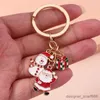 Keychains Lanyards Cartoon Santa Claus Keychains Emamel Christmas Snowman Gift Box Keyrings For Women Men Car Key Handbag Pendants Key Chains