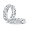 Clusterringen 6x4mm Emerald Cut Wedding Band for Women 925 Silver Sona Simulated Diamond Engagement Ring Sieraden