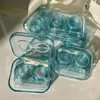 Accessori per lenti a contatto Nuovo Small Contact Lense Storage Box Caso di lente Contatto Portable Cute Transparent Cosmetic Contact Lense Box Contatti colorati Caso D240426