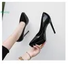 Dress Shoes Pointed Toe Catwalk Sexy Women Pumps Platform Fashion Slip On Thin High Heels 12 Cm Patent Leather Shiny Large Size 46