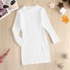 Girl's Dresses Kids Sweaters Knit Dress Geometric Sweaters Girls Autumn Winter Kids Turtleneck Casual Solid Color High Quality Girls VestidosL2404