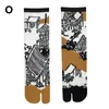 Women Socks Kimono Split Toe Tabi Two-Ted Sandal Mid Tube Flip Flop Long Multicolor Unisex Cartoon Floral Printed