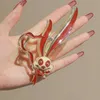 クランプ大型メタルレッドウサギの髪の爪クリップガールズラインストーンタッセルヘアピン女性ファッションバレットスタイリングツールヘアアクセサリーY240425