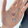 S925 STERLING Gümüş Aşk Kalp Tasarımcı Kolye Tatlı Düğün Takı Gerilim Doğa Avusturya Kristal Sailormoon Full Elmas Zinciri Parlayan Cazibe Kolyeleri