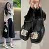 Square Head Single Shoes Women Spring Korean Retro Everything Thick Heel Soft Surface Mary Jane Shoes Bean Shoes 240425