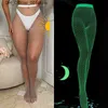 Sexy set nacht fluorescerende dames lange sokken visnet lichaam kousen curve lingerie y2k mesh fabric high taille sex panty bodysuits q240426