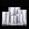 Partihandel matt vit återförslutningsbar aluminiumfolie Zip Lock Package Pouch Food Storage Bag Teacks Långtidsförpackning Mylar Foil Bag LL LL