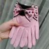 Wysokiej jakości kolorowe diamenty damskie naprawdę skórzane rękawiczki krótkie rękawiczki moda ciepłe import rękawiczki owczepy guantes mujer