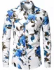 Camisas casuales para hombres flores camisas hawaianas casuales camisas de manga larga camiseta de moda cuba playa blusa ropa para hombres girar sobre flores camisas 240424