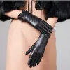 Gorąca sprzedaż Kobiety skórzane rękawiczki termiczna zima moda liść koronkowe oryginalne rękawiczki owiec luva feminina