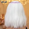 Wig Womens Soft Girl Lolita Silver White Short Curly Aurione Full Aurione Can Allinea Diagonale Simulazione Split Slip