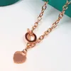 Double t Love Letter Ring Pendant Necklace 18k Stainless Steel Thick Chain Bracelet Girl Couple
