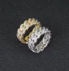 Hiphop Microzircon CZ Diamond Gold Ring with Side Stones 8mmキューバチェーンシェイプ6357258