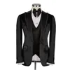 メンズスーツブラックベルベットメン3 PCSピークラペルビジネスマン衣類ウェディンググルームパーティーテルノマスキュリノカスタムメイドブレザーセット