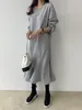 Casual jurken solide dikke vrouw wintervestido feminino trui jurk vrouwen herfst kleding Koreaans elegant 2024 vintage warm gebreide