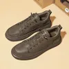 Casual Shoes High Quality Brand Men's äkta läder tjocka solade anti-skidor Oxford Shoe Fashion Sneakers