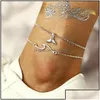 Fußkettchen Bohemian Ozeanwellenwal Schwanz Fußkettchenarmbänder Frauen Strand Sier Farbknöchelkette Fußarmband Sommerschmuck 28 E3 Drop de otgnw