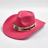 Szerokie brzegi czapki wiadra kapelusze nowe brzeg poczuć fedora kapelusz unisex vintage zachodni kowbojski kapelusz jesienny zimowy kapelusz jazzowy y240425