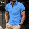Herr t-shirts sommar ny högkvalitativ herr casual kortärmad polo skjorta fast färg krage mode företag sport andas andas t-shirtq240426