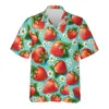 Herren lässige Hemden 3D bedruckte Erdbeer Kiwifluit Hawaiian Hemd Männer Tropische Früchte Sommer Beach Aloha Hemd Button Down Kurzarmbluse Tops 240424