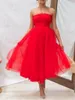 Casual Dresses Women Strapless Tulle Dress Solid Color Summer Backless Party For Cocktail Beach Streetwear Aesthetic Clothes