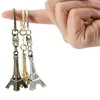 Keychains 3pcs Retro Eiffelturm Schlüsselbund niedliche Schmuckschlüssel Ring 3 Farben Bronze silbrig golden