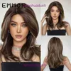 Emmor Nouveau graduel léger déviation French Bangs Micro Curl Moyenne Long Hair Chemical Fibre Wig Head