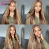 Pruiken benadrukken bundels rechte menselijk haar bundels rauw haar p4/27 gekleurde ombre honingblonde bundels Braziliaanse hair extensions